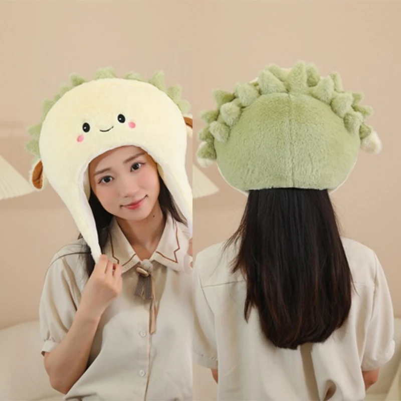 

Cartoon Durian Hat for Family Gathering Kids Lovely Hat Breathable Festival Celebration Hat Fruit Headcover Headgear