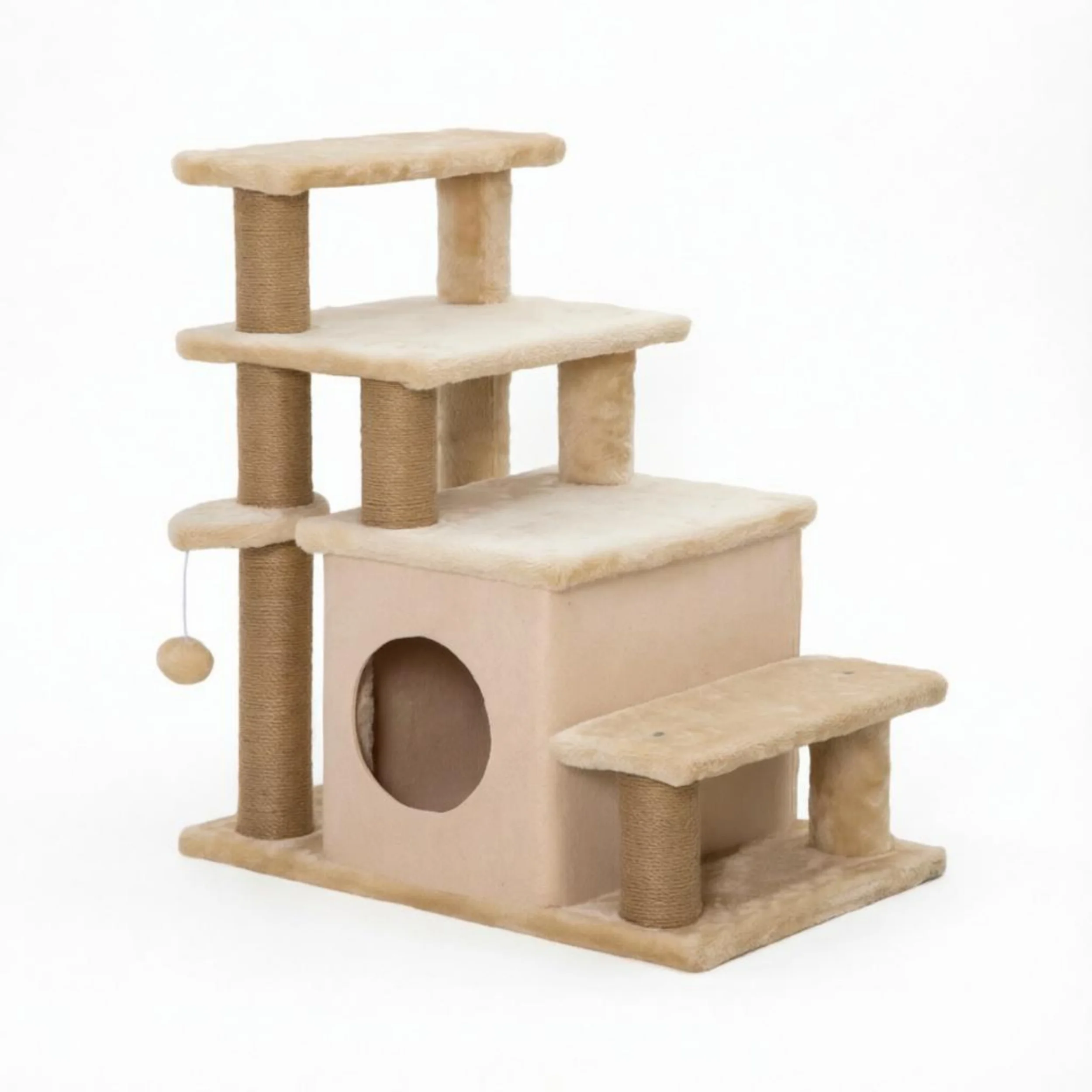 Adjustable Cat Stairs With Condo And Scratching Post 3 Or 4 Steps Pet Steps For Small Cats To Bed Sofa Indoor Cat Activity Center