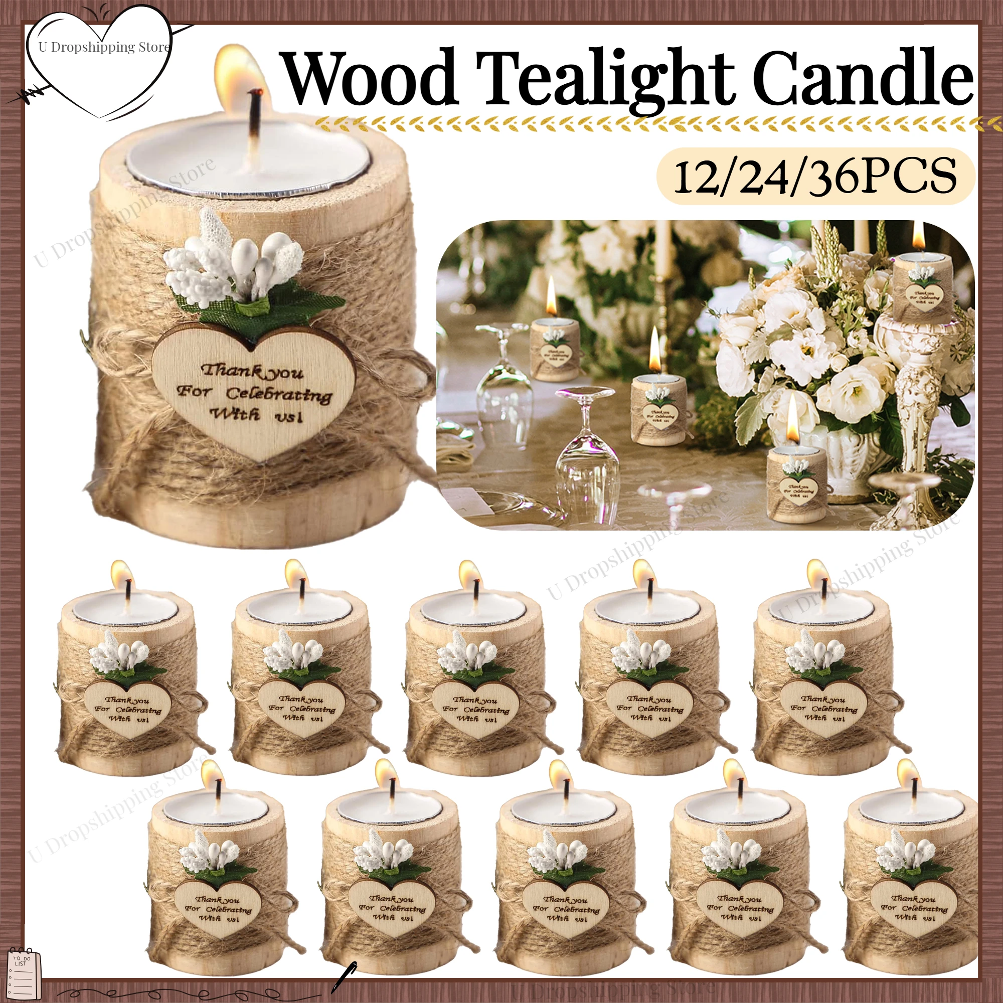 12–36 Stück Teelichthalter aus Holz, Kerzen für Hochzeit, Brautparty, Geschenke für Babyparty, Partygeschenke für Gäste