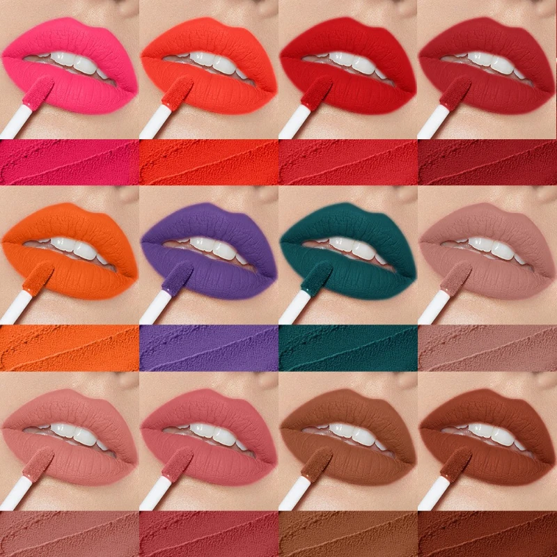 

New 12 Color Liquid Waterproof Elegant Matte Smooth Lipstick Lip Stick Lipgloss Long Lasting Sexy Nude Lip Gloss P128#