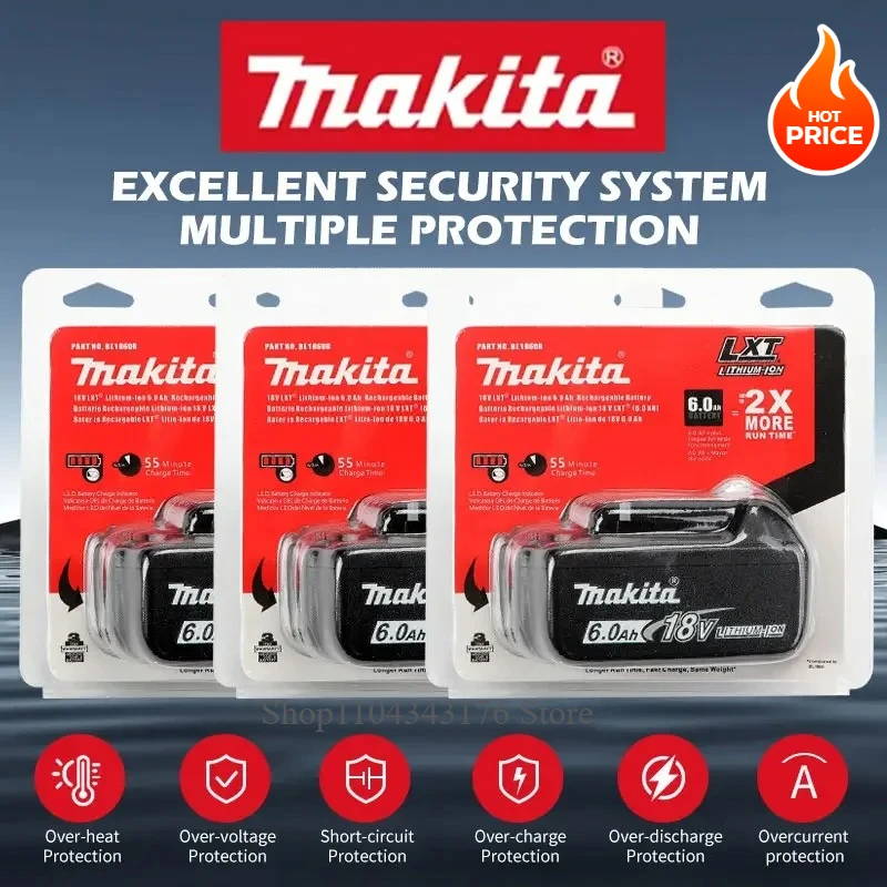 

Original Makita 18V 6.0Ah Rechargeable Power Tools Battery ,For 18V makita with LED Li-ion Replacement LXT BL1860B BL1860 BL1850