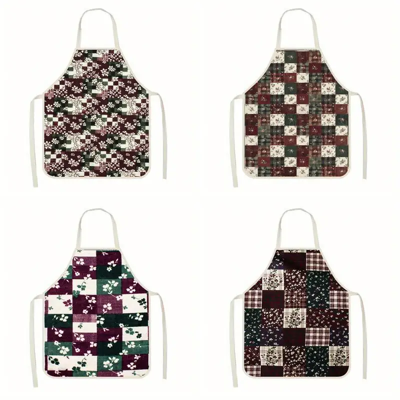 

Patchwork Floral Aprons Linen apron, suitable for kitchen cooking, parent-child interaction, painting and other scenarios
