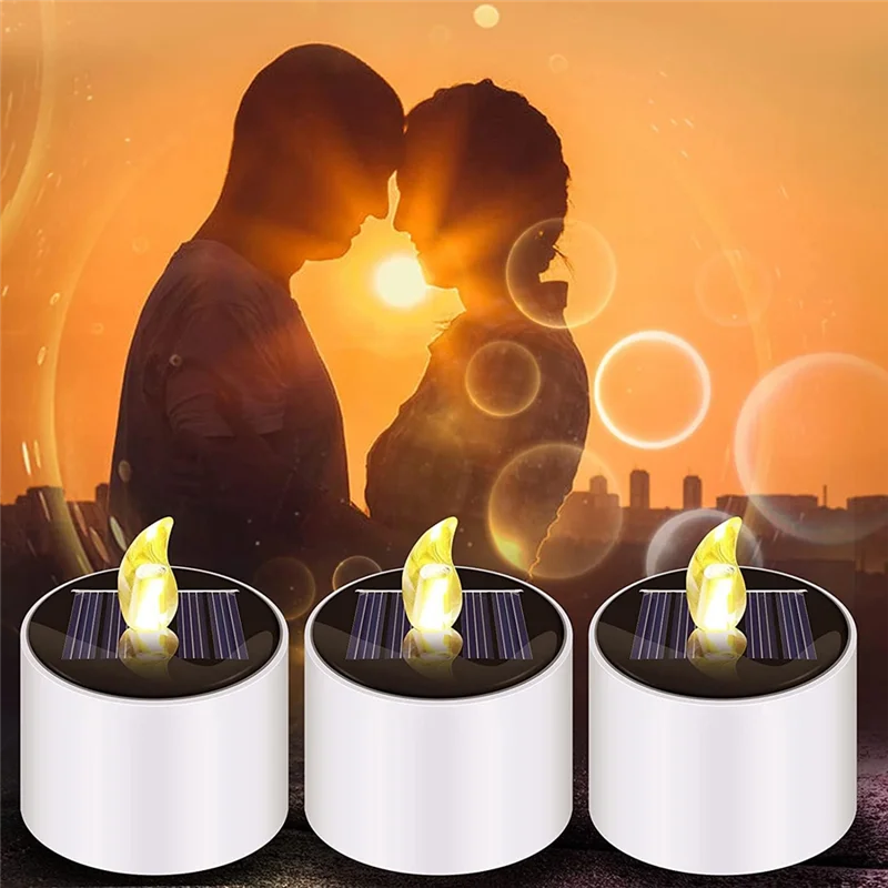 

N04R 6PCS Flameless Flickering Solar LED Tealights, Waterproof And Outdoor-Ready With Light Sensor