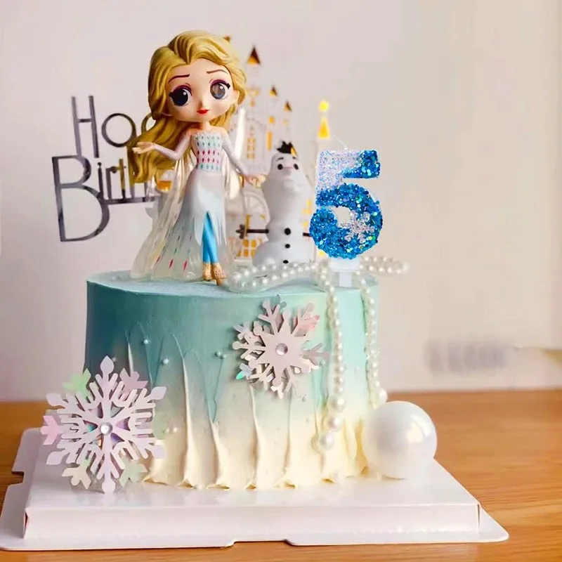 Princess Birthday Mermaid Pearl Candle Cake Topper Decor Number 0-9 Wedding Dessert Cupcake Supplies Vela Frozen Cumpleaños