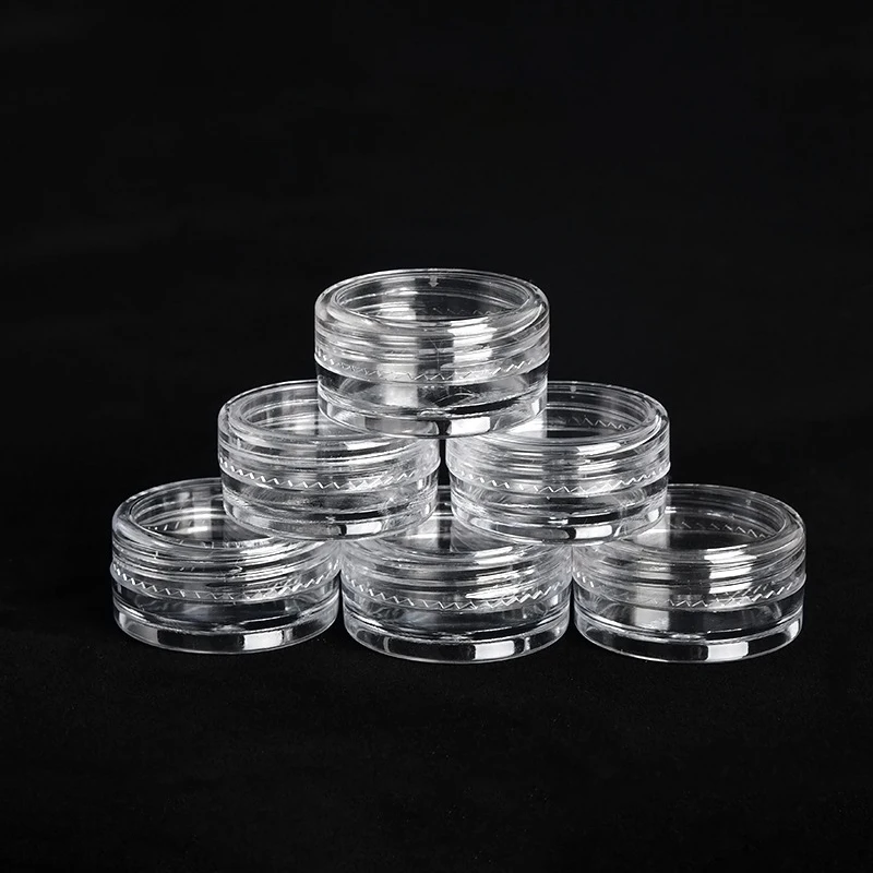 10Pcs Sample Clear Cream Jar Mini Cosmetic Bottles Containers Transparent Pot For Nail Arts Small Clear Can Tin For Balm