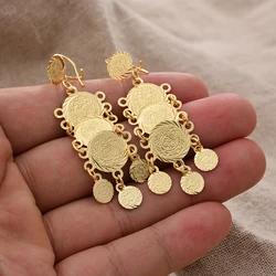 Dubai Nigeria Dubai African Coin Earrings For France Women Girls Ethiopian Turkey Gold Color Earrings Arab Birthday Gift