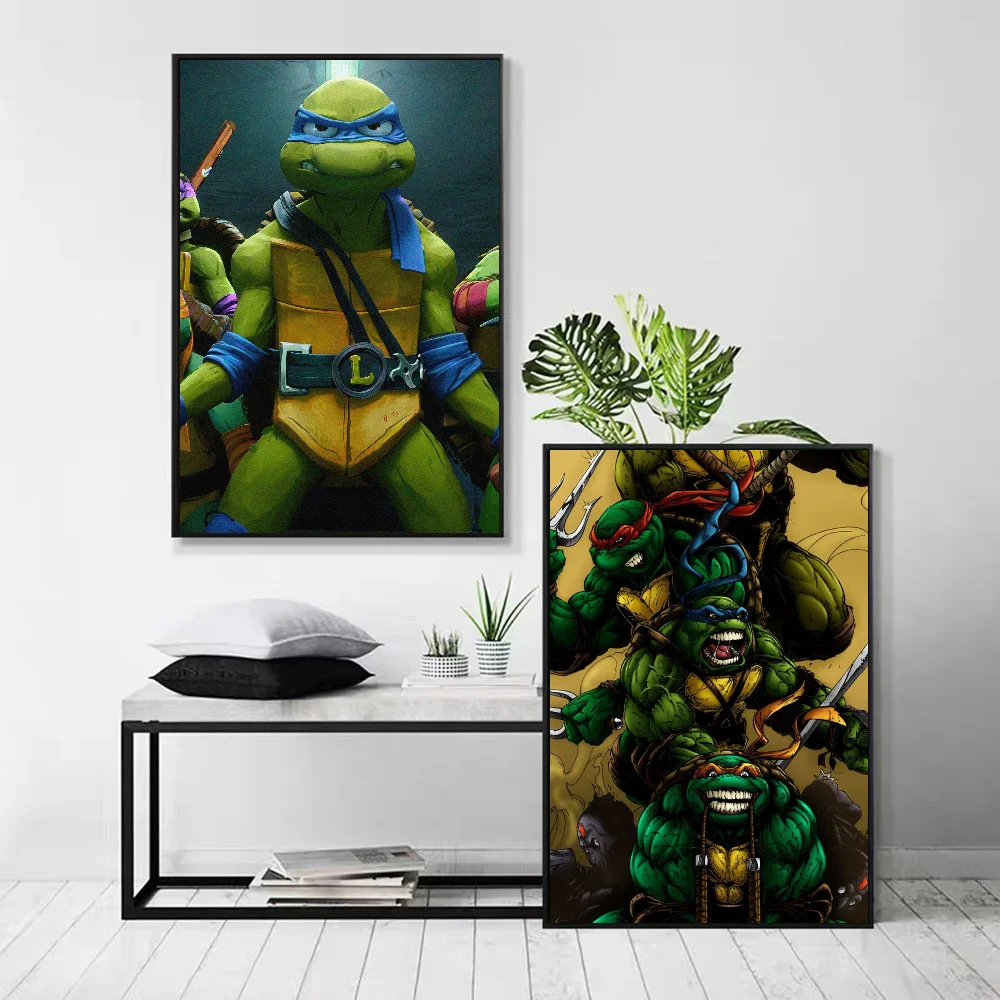 1pc Teenage Mutant Ninja Turtles Poster Self-adhesive Art Waterproof Paper Sticker Coffee House Bar Room Wall Decor