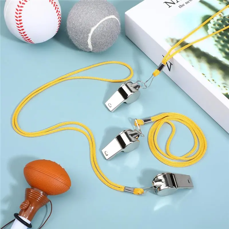 【SPECIAL】Loud Crisp Sound Whistle For Teachers, For Coaches Stainless Steel Whistles 10 Pack With Lanyard For Referees