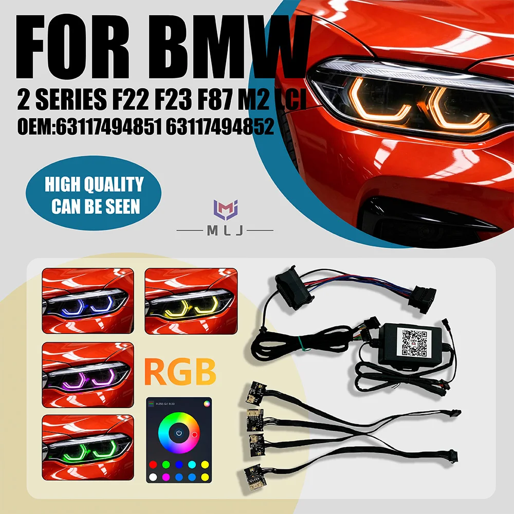 Headlight Internal Wiring Harness Low-Spec Plug RGB 64 Colors Can Be Switched For BMW F32 F36 F80 F87 63117494851 63117494852