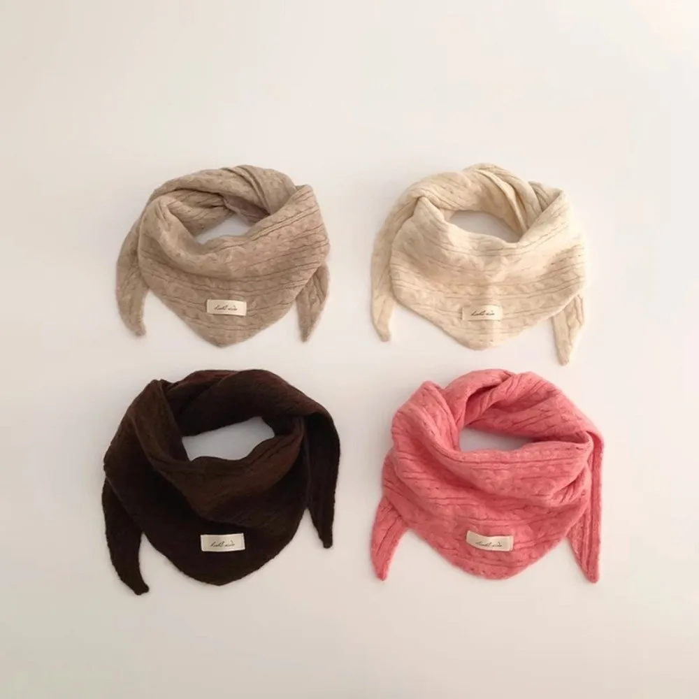 Classic Twist pattern Knitted Wool Scarf Solid Color Windproof Triangular Scarf Keep Warm Soft Kids Neckerchief Boy Girl