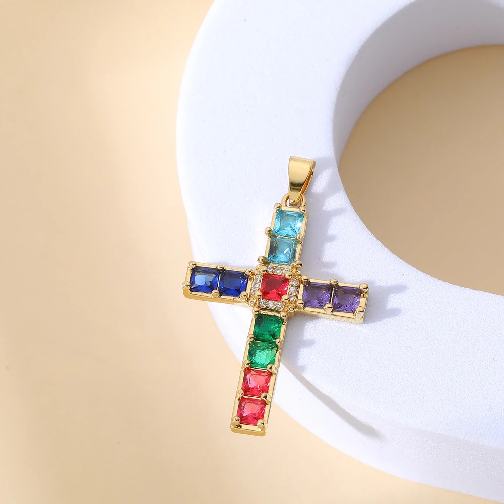 Juya 18K Real Gold Plated Creative Christian Cross Charms For Handmade Talisman Prayer Religious Pendant Jewelry Making