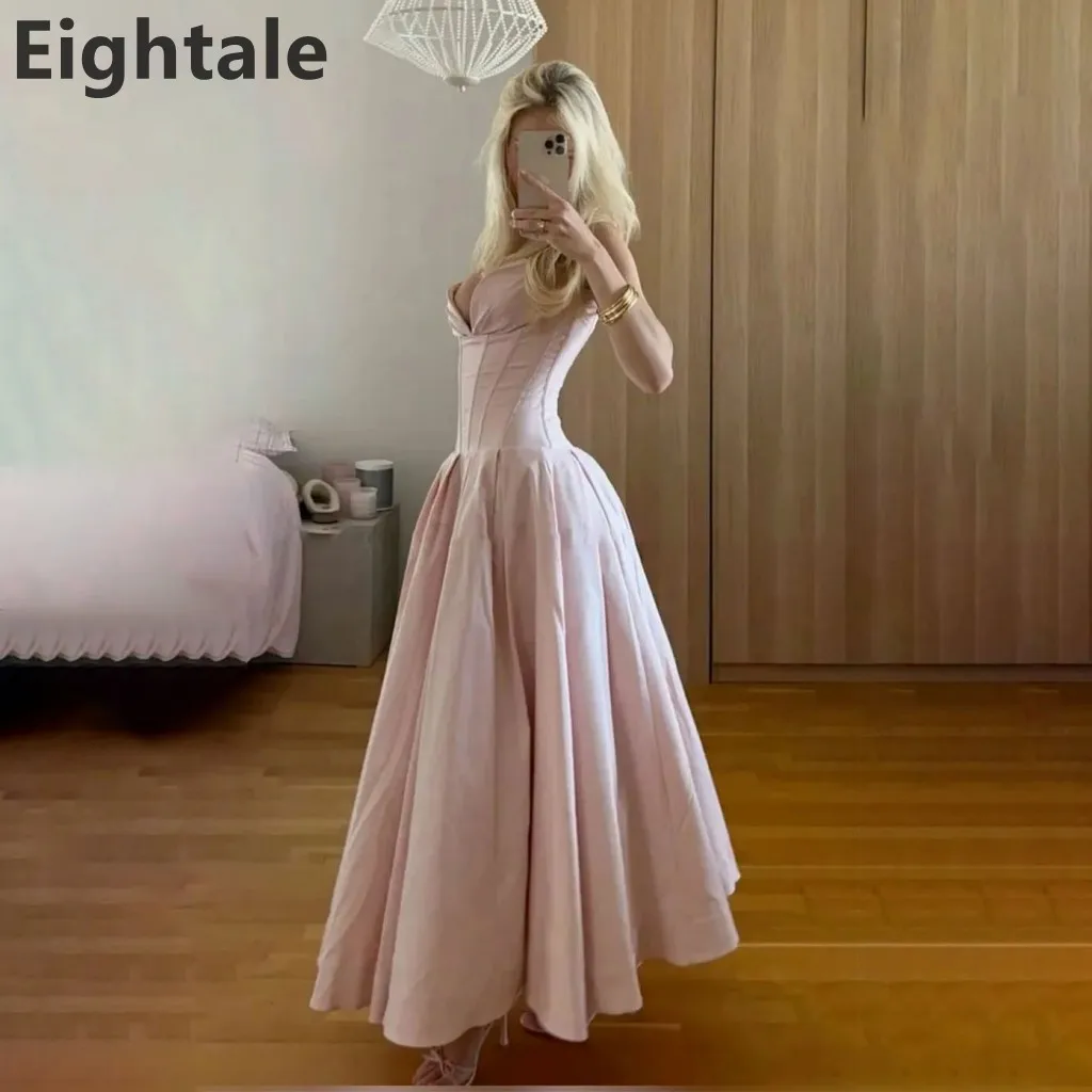 

Розовое вечернее платье трапециевидной формы длиной до щиколотки по индивидуальному заказу для свадебной вечеринки, торжественное платье для выпускного вечера, вечернее платье в Дубае