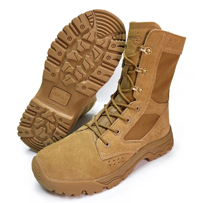 Spot Wholesale Outdoor Combat Boots Hiking Shoes Desert Boots Tactical Boots High Breathable Men and Women  بسطارعسكري