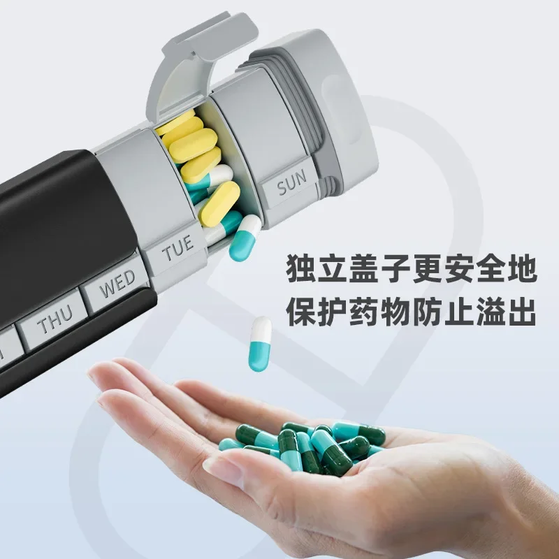 large-capacity sealed, portable, waterproof and sub-packaged moisture-proof medicine box, carry three meals a day