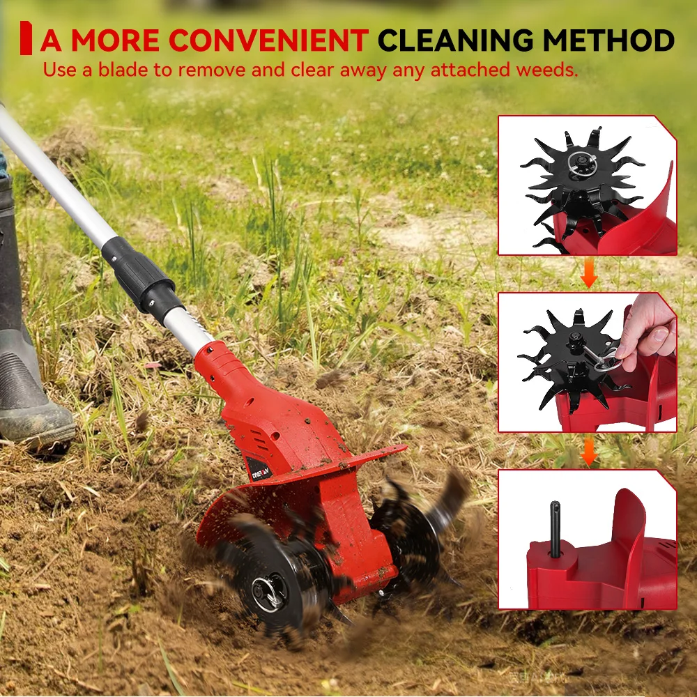 Brushless 1600W Electric Tiller Cultivator Lawn Mower Garden Portable Grass Trimmer Soil Turning Tool for Makita Battery Pin