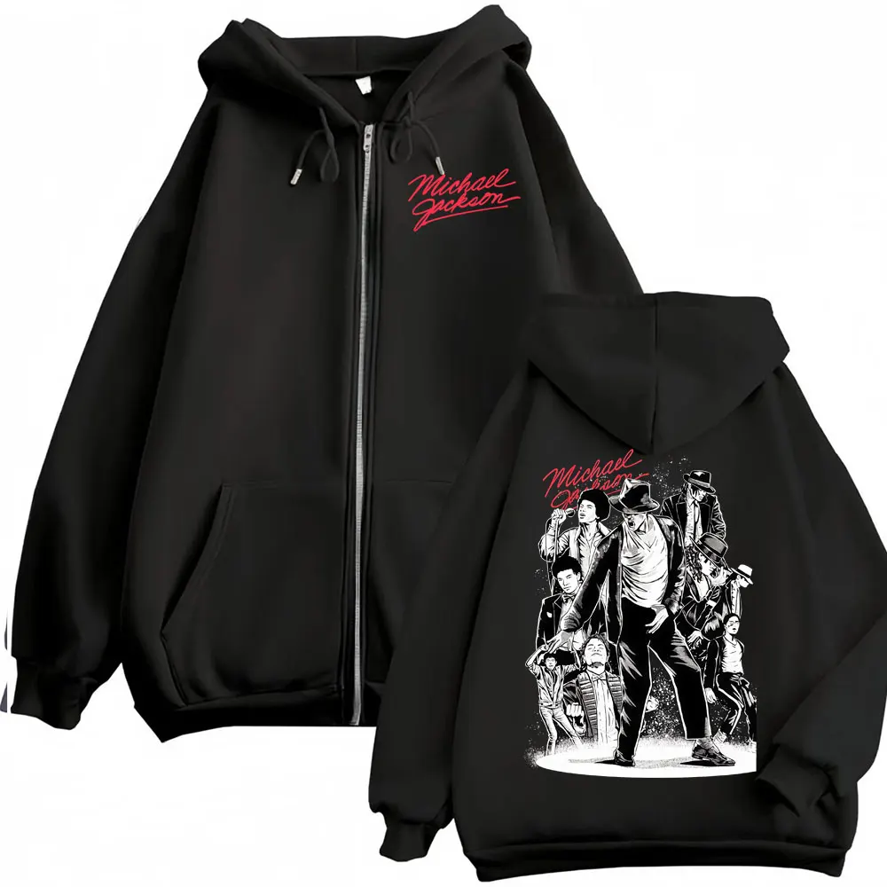 Moletom com Zíper King of Pop Michael Jackson World Tour Masculino, Estilo High Street Hip Hop, Casaco Oversized com Zíper