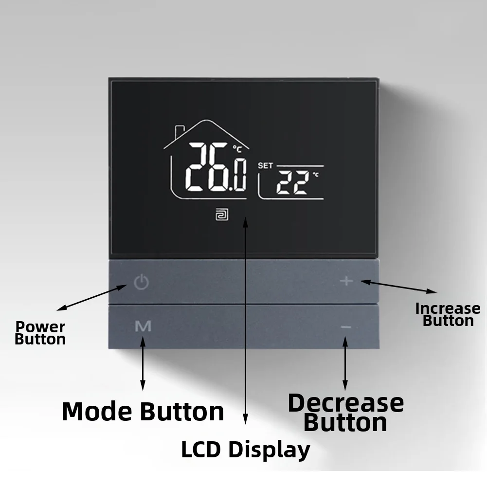 床暖房および空調温度制御用のデジタルディスプレイ付きインテリジェントサーモスタットスイッチコントローラー