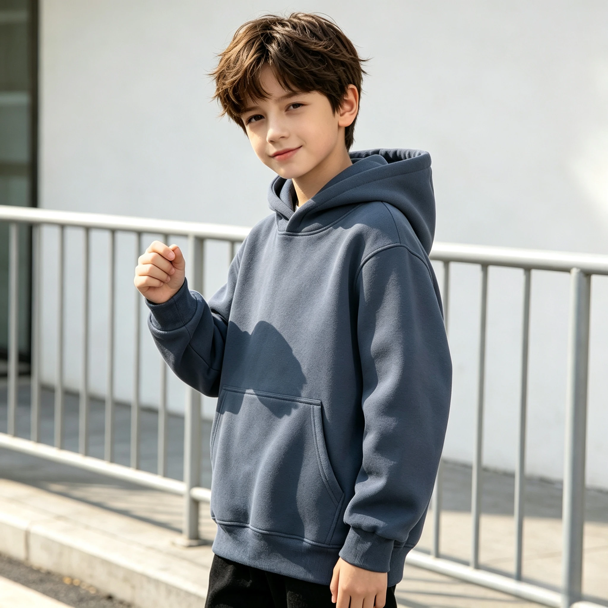 Teen Boys Hooded Sweatshirt Kids Loose Long Sleeve Cotton Pullover Hoodie Daily Wear Casual School Basic Tops Outerwear