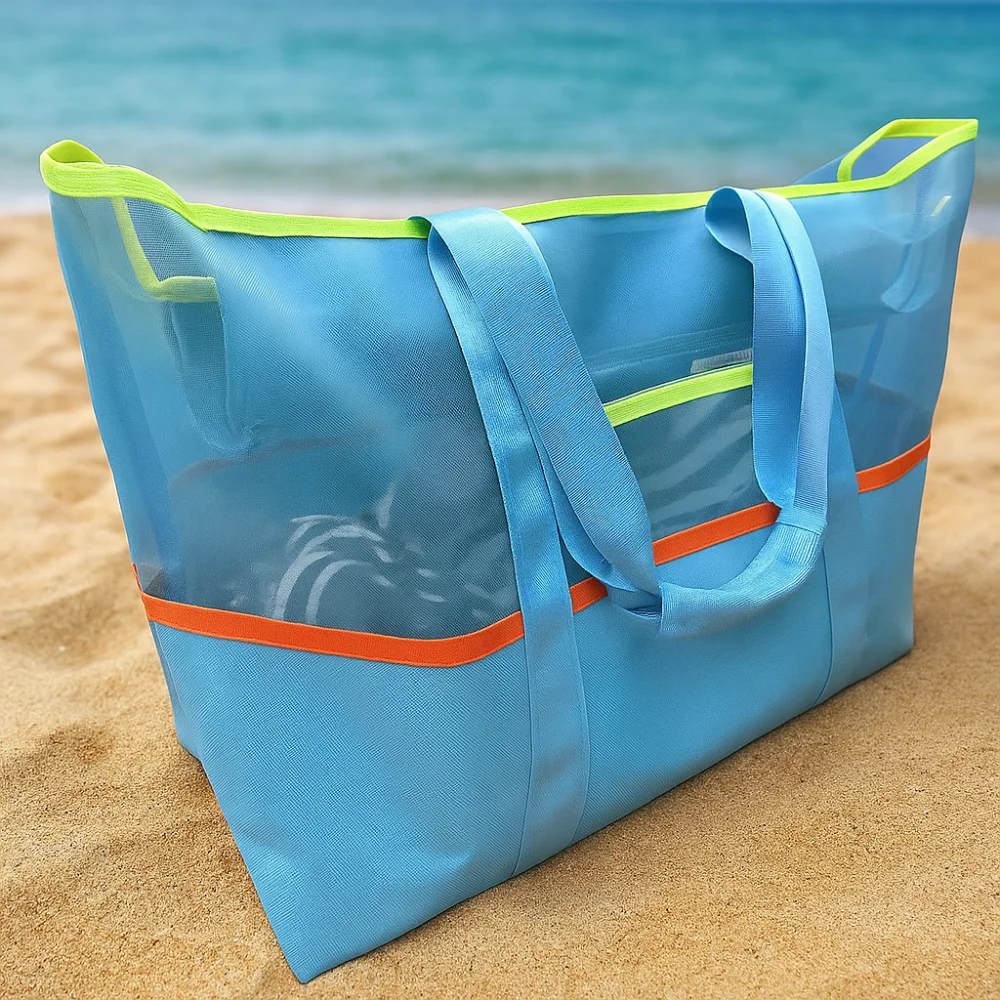 

Sport Multi-Pocket Mesh Beach Bag Large Capacity Foldable Swimming Handbag Portable Lightweight Travel Toiletry Organizer School