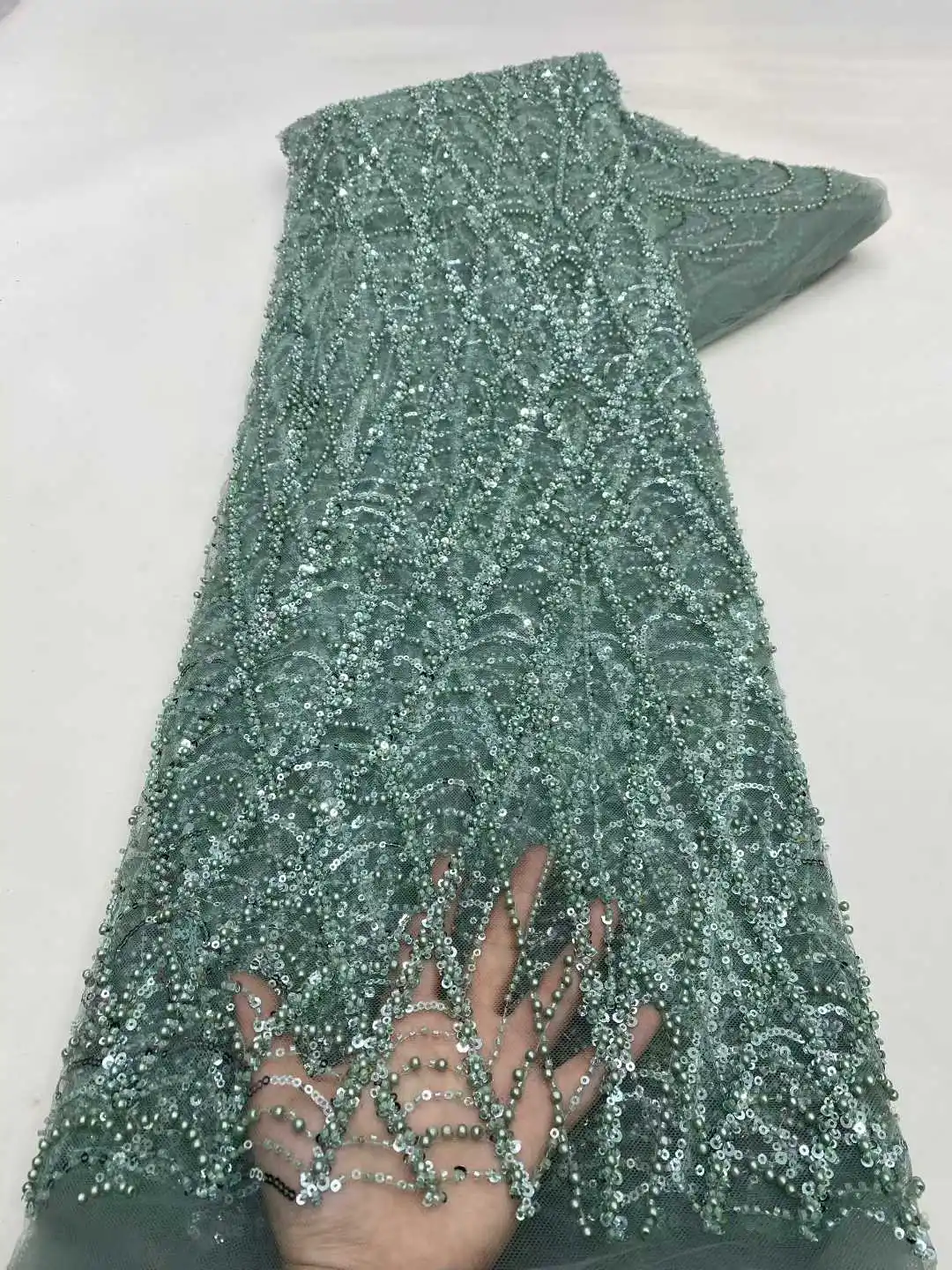 High Quality African Sequins Beaded Lace Fabric 2025 French Nigerian Style Embroidery for Wedding Sewing And Special Occasions