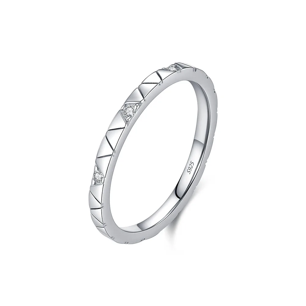 Apexelle Brand Classic Jewelry 925 Sterling Silver Rings Bands Triangle Pattern Sparkling Finger Ring For Women Fine Jewelry