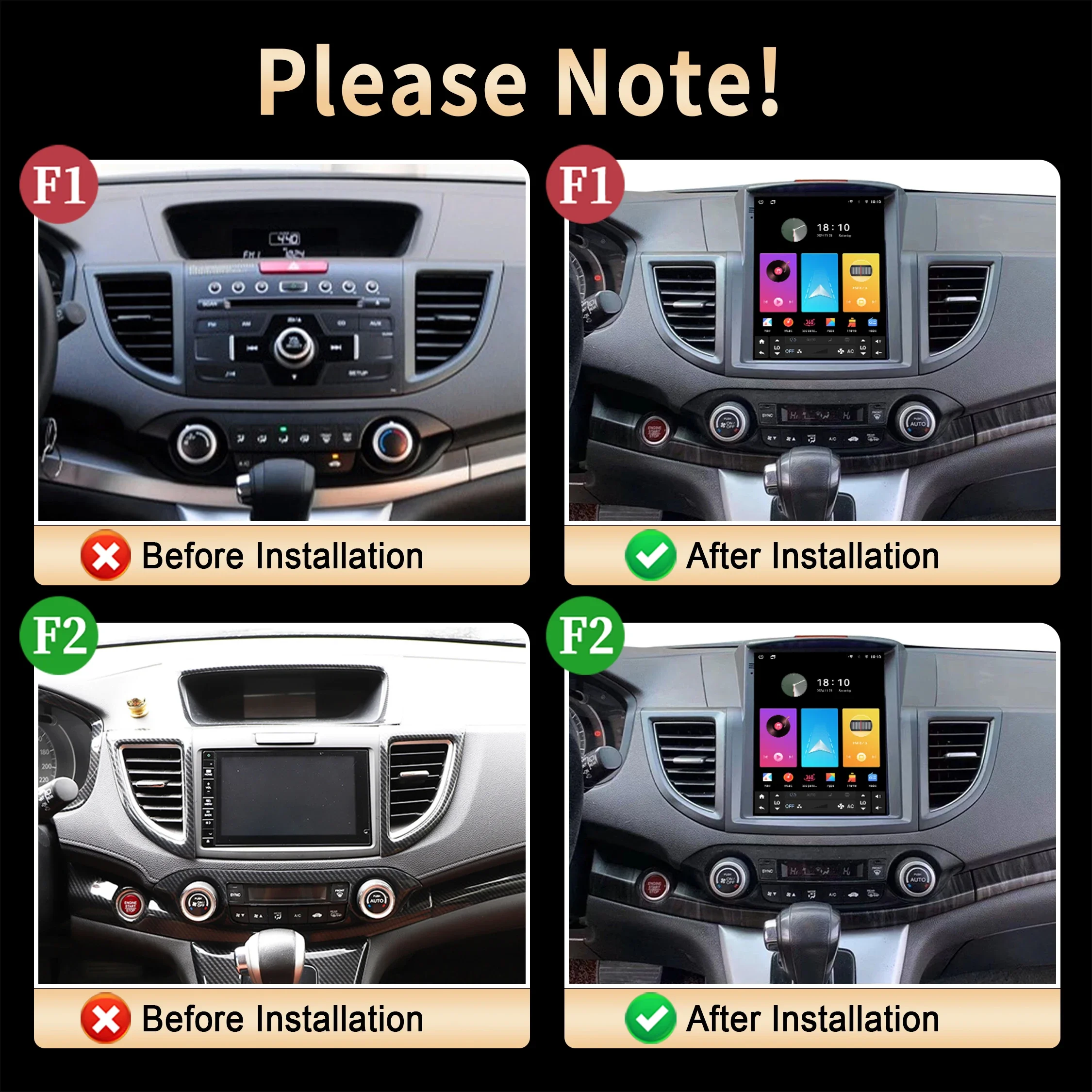 9.7 inch Car Radio Multimedia For Honda Crv 2012 2013 2014-2016 Android Wireless Bluetooth Carplay 4G GPS Head Unit QLED Screen