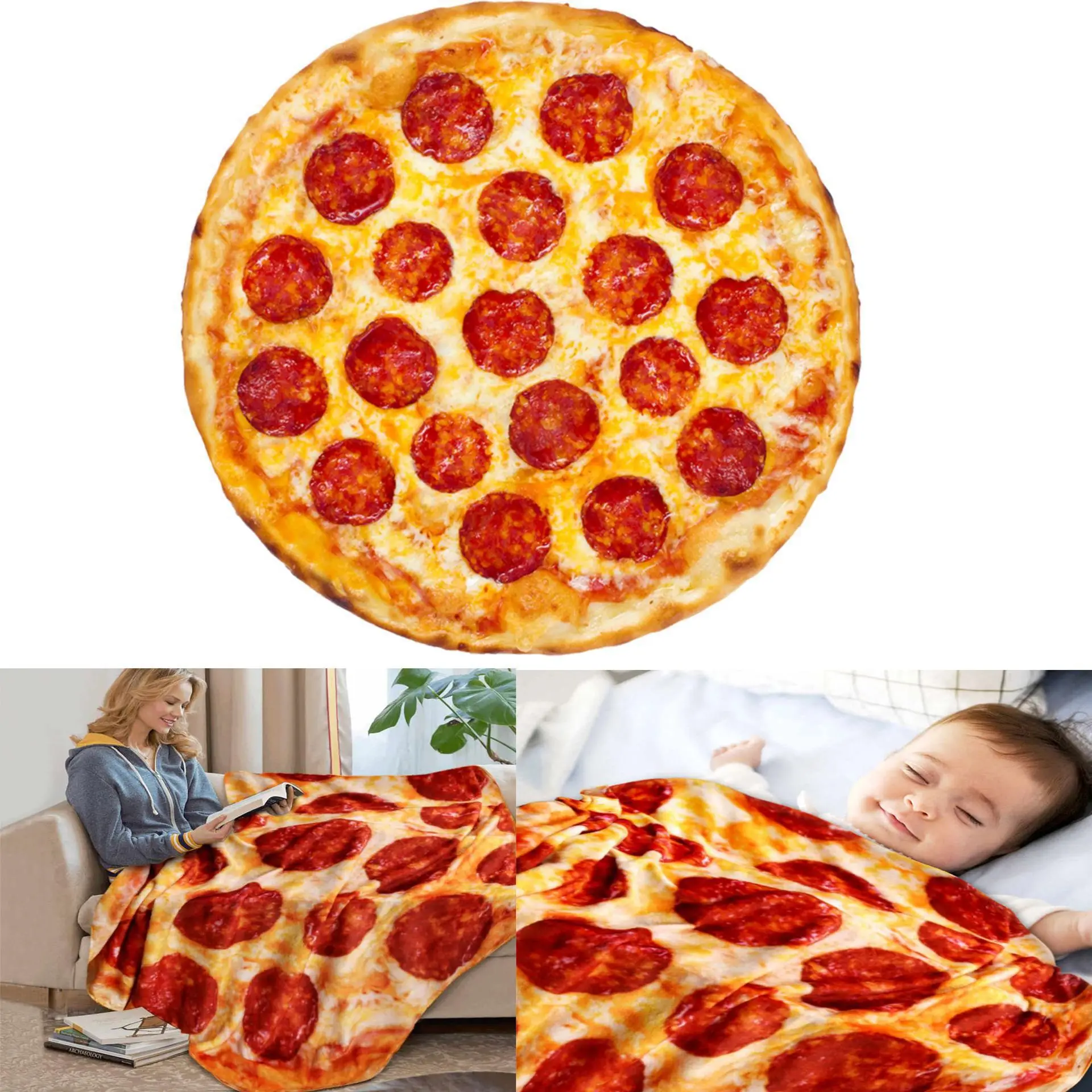 Hot Sale Pizza Blanket Digital Printed Flannel Nap Blanket Corn Tortilla Double-sided Warm Winter Fall Sofa Blanket