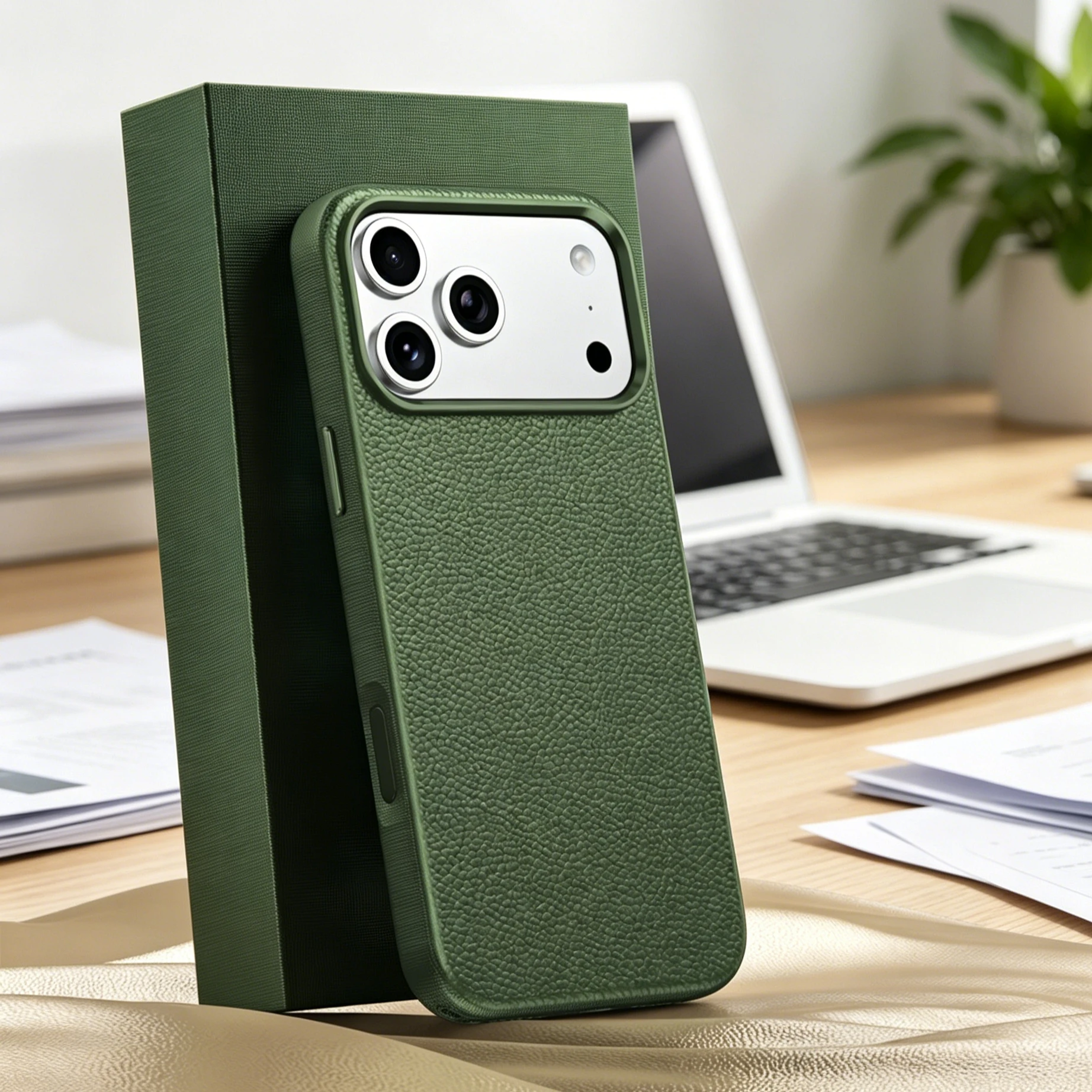 

Top Layer Cowhide Leather Phone Case for iPhone 17 Pro Max 16 Pro 15 Wireless Charging+Hardware Lens Bumper Litchi Texture Cover