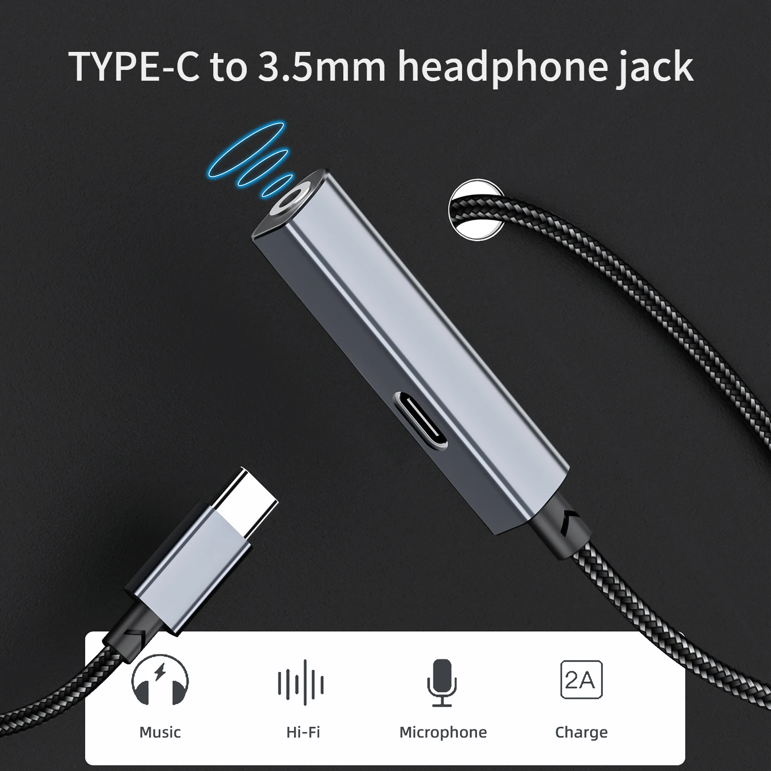 Auriculares 2 en 1 Tipo C a 3,5 yact, hi-res, Usb C hembra, USB C a Aux con Dongle de carga para iPhone 15 Pro Max, Galaxy 24 23