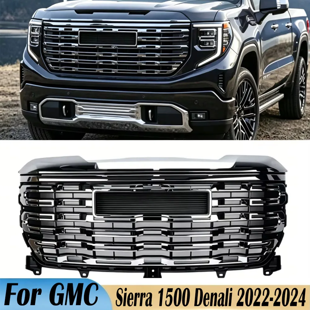 Car Front Grille for GMC Sierra 1500 Denali 2022 2023 2024 Lower Mesh Grill Grille Guard Protector Cover Trim Auto Accessories