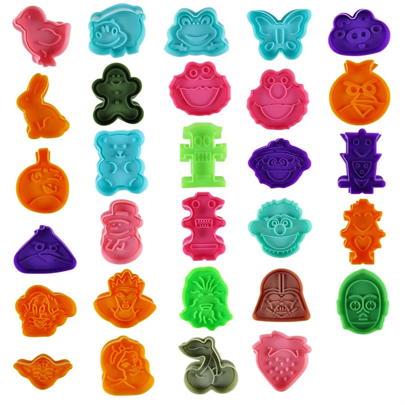 Plastic Molds,Cake Cookie Cutters Tools,Chick Pig Frog Rabbit Gingerbread Smiling Face Bird Bear Totem Alien Cherry Strawberry