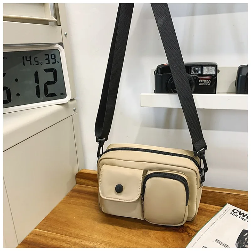 

Нейлоновая сумка через плечо, однотонная сумка, дизайн с несколькими карманами, повседневная простая портативная сумка-мессенджер