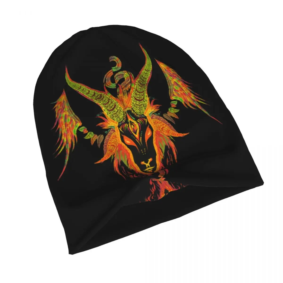 Psychedelic Thin Skullies Beanies Autumn Spring Caps For Men Women Baphomet Satan Lucifer Ski Caps Bonnet Hats