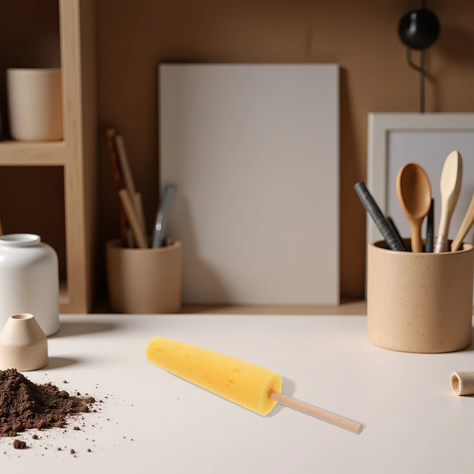 

4Pcs Pottery Sponge Tools for Clay Smoothing and Detailing - Cylindrical Mud Sponge Stick for Ceramic Shaping Repair Crafting