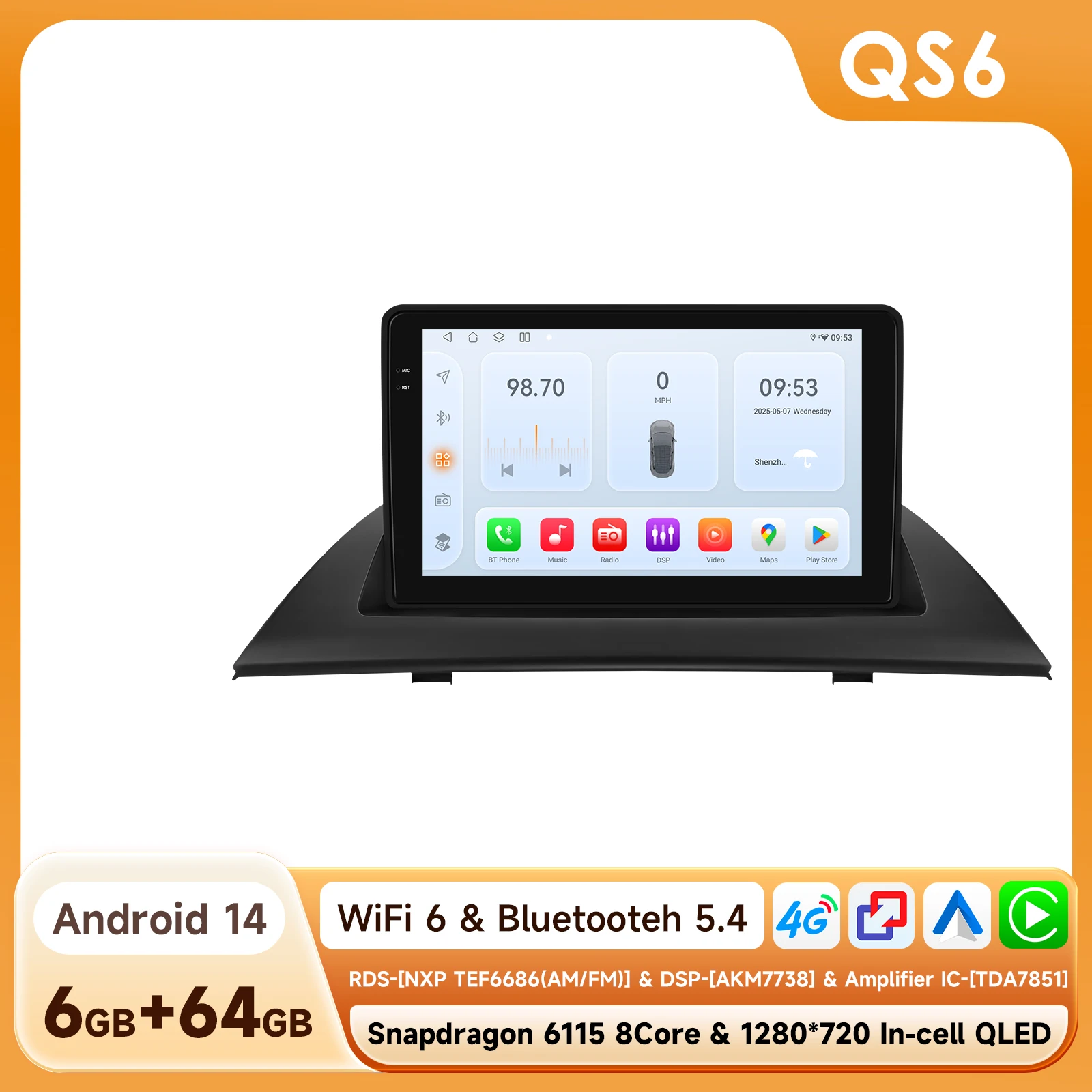9 inch draadloos CarPlay Android Auto autoradio scherm voor BMW X3 E83 2004 - 2012 multimediaspeler GPS 360 camera 2DIN RDS 4G Wifi