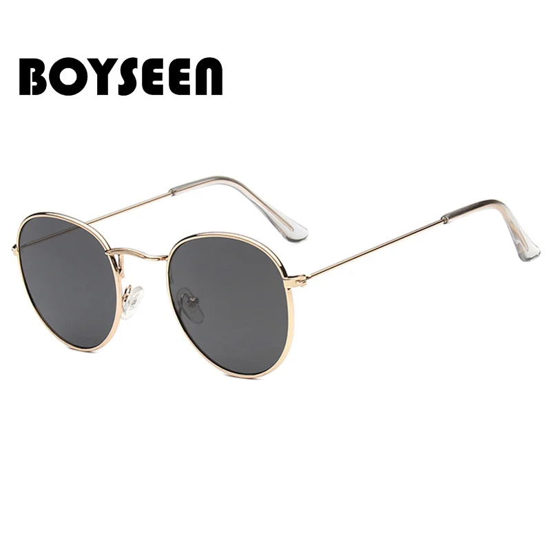 BOYSEEN Vintage Metal Classic Round Sunglasses Man Vintage Driving Sun Glasses Brand Designer Retro Male Shades Oculos De Sol