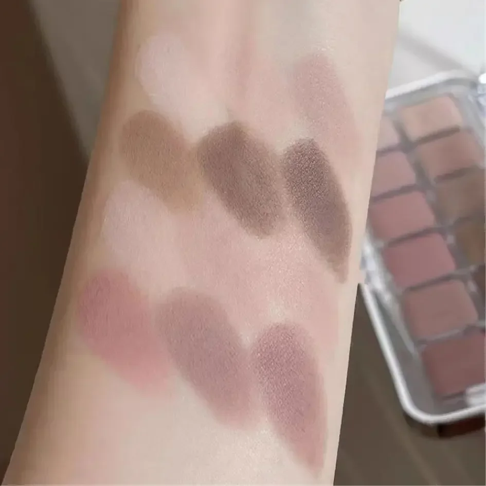 Paleta de Sombra Matte Coreana de Baixa Saturação, Damasco Chá, Maquiagem Diária, Longa Duração, 12 Cores