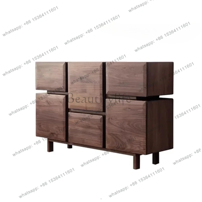 

Nordic storage cabinet, modern light luxury Solid wood dining side cabinet, North American black walnut six-pump storage