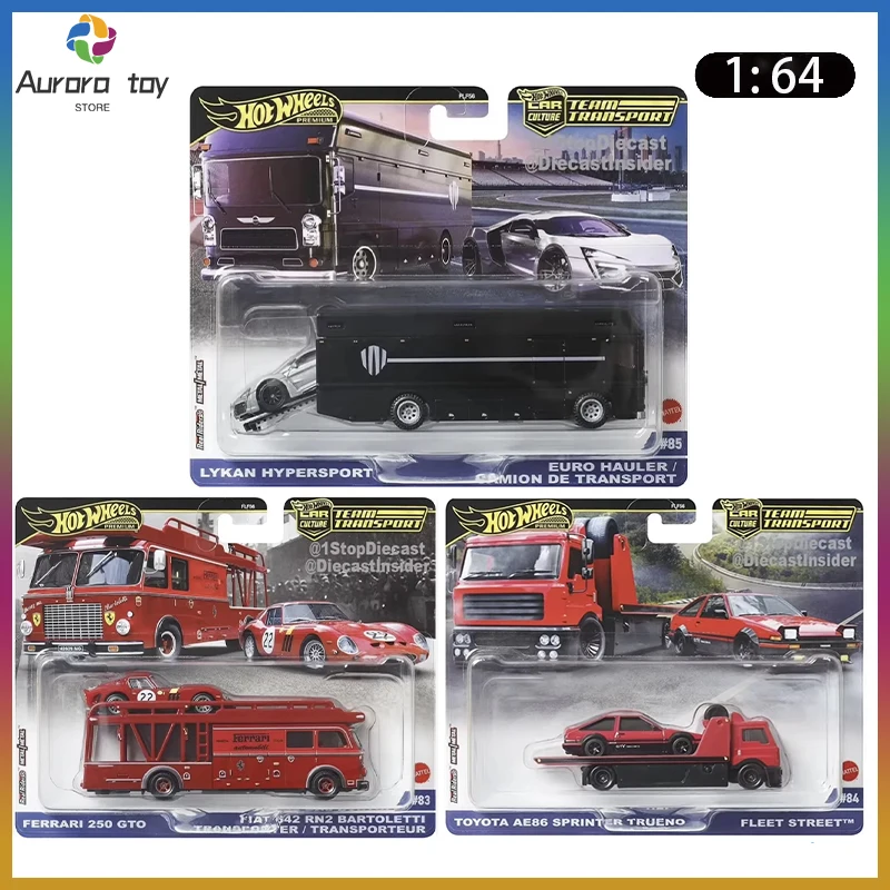 

Новая модель автомобиля Hot Wheels Car Culture Transport Fleet Series 1/64 FLF56 Ferrari 250 TOYOTA AE86 Lykan, модель из сплава, подарок на день рождения
