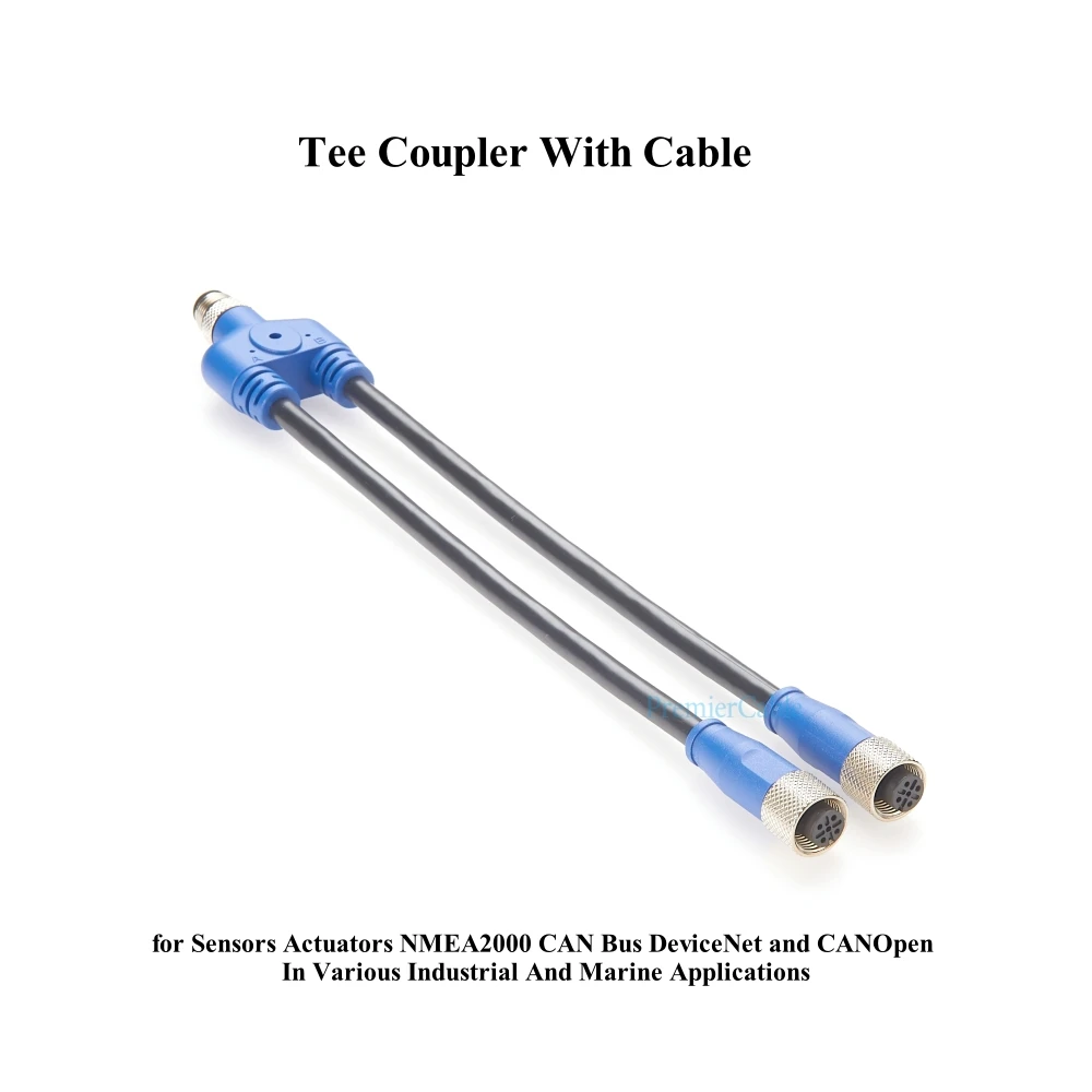 M12 A Code 5 Pin Y Splitter Tee Coupler With Cable Y Coupler Circular Connector for Sensors Actuators NMEA2000 CAN Bus