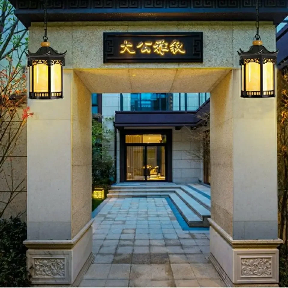 NEW Outdoor Waterproof Pendant Light Retro Balcony Corridor Aisle Grape Frame Lamp European Creative Courtyard Lamps Fixture