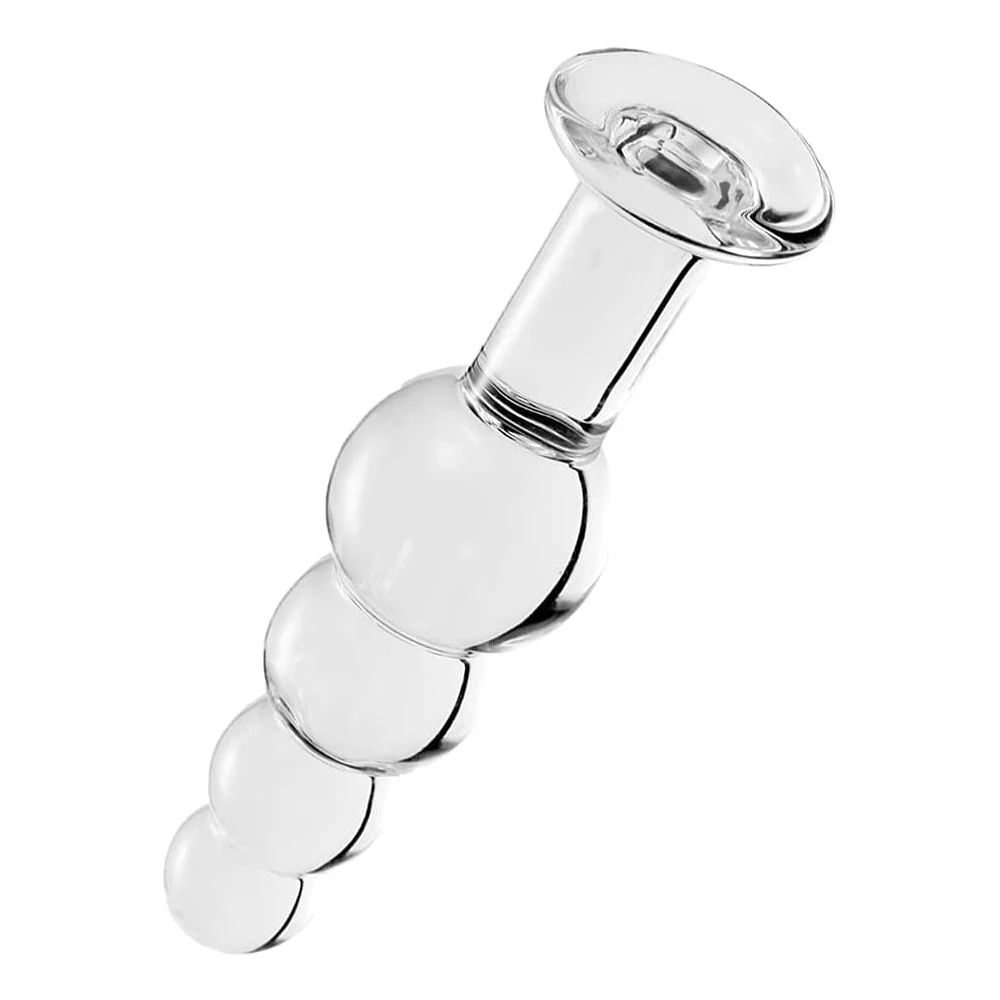 Glass Anal Beads, Crystal Butt Plug Personal Massage with Graduated Beads for Couple Lover Sex Toys Dildo for Anal Plugs