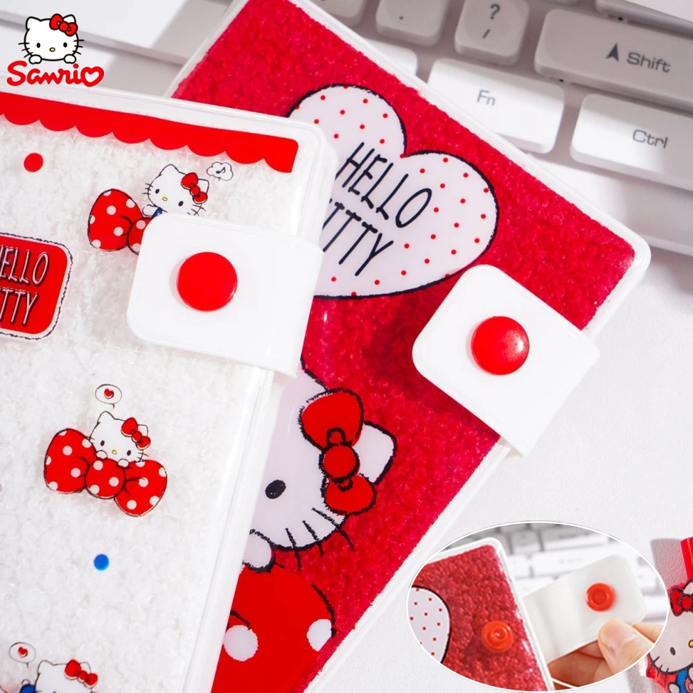 Genuine Sanrio Kt Cat Plush Snap PVC Cover Planner Hello Kitty Portable Pocket Notebook For School Office Writing Records Gifts