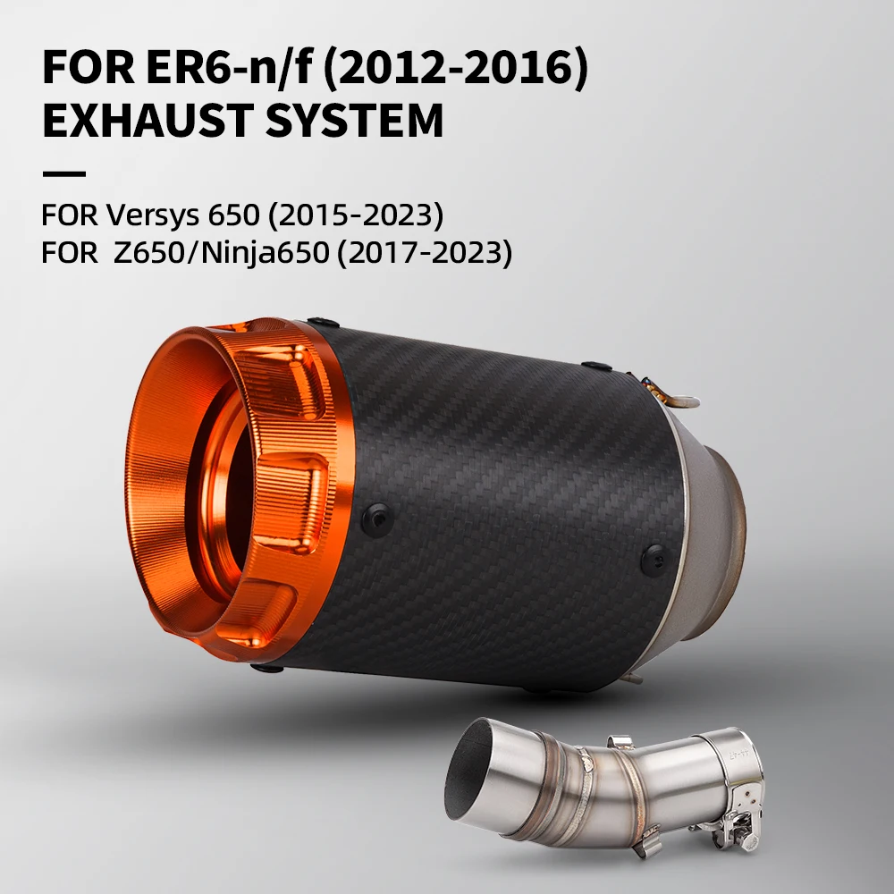 

For ER6N/ER6F (2012-2016) Versys650 (2015-2023) Z650/Z650 Ninja (2017-2023) motorcycle exhaust system 51mm caliber exhaust pipe