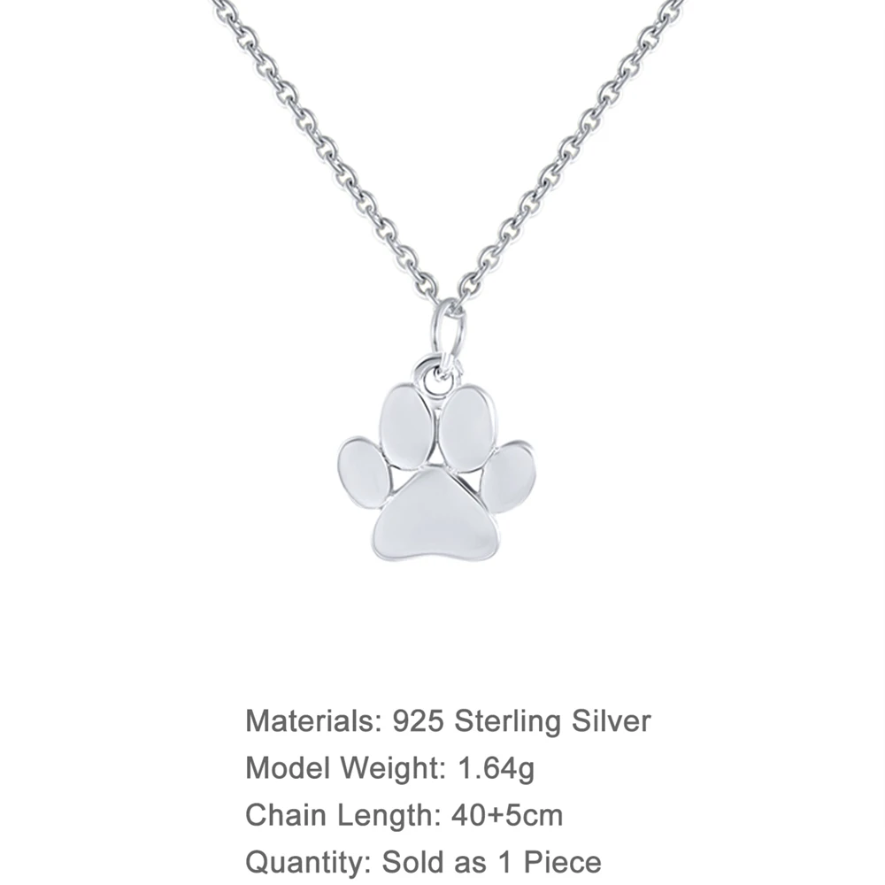 925 Sterling Silver Animal Paw Charm Pendant Necklace For Women Dog Cat Paw Necklace Women Jewelry Party Gift