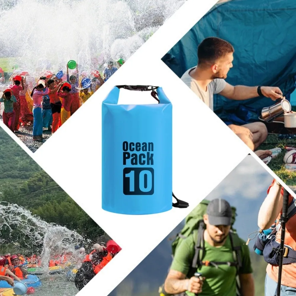 10L Waterproof Dry Bag Waterproof Large-Capacity Swimming Bucket Bag with Shoulder Straps Lightweight Beach Backpack