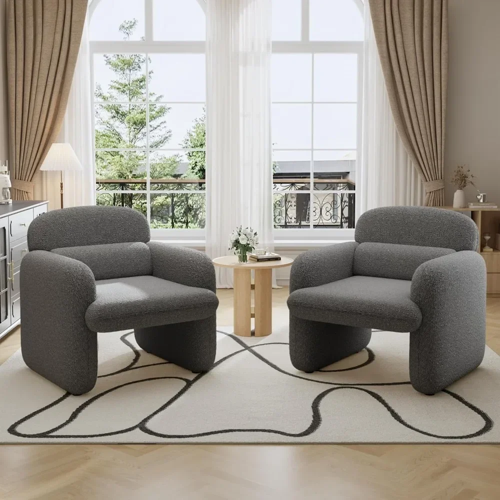 

Bestseller30.5" accent chairs set of 2, chenille fabric living room chair, comfy upholstered armchair single sofa chair with a w