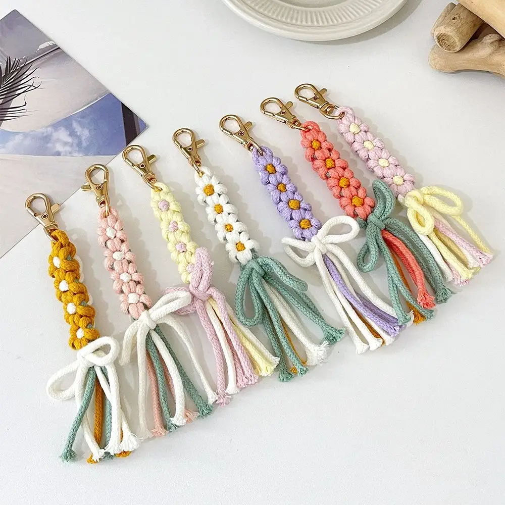 Cute Cotton Rope Handmade Multi-purpose Colorful Braided Keychain Large Zipper Puller Women