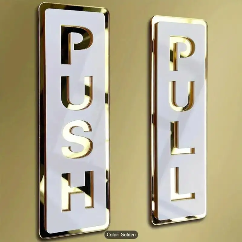 2 Pcs/set Push & Pull Window Door Sticker Acrylic Sliding Door Logo Sticker Shop Hotel Business Cafe Sign Restaurant Pull Sticke