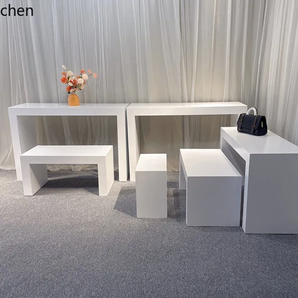 CZ Wooden Painted Exhibition Stand U-shaped Display Cabinet Product  Mobile Phone Store Display Table Customization